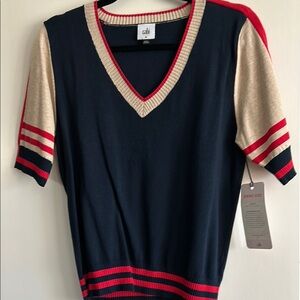 Cabi TV pullover, new with tags  Navy and Red V-Neck Sweater